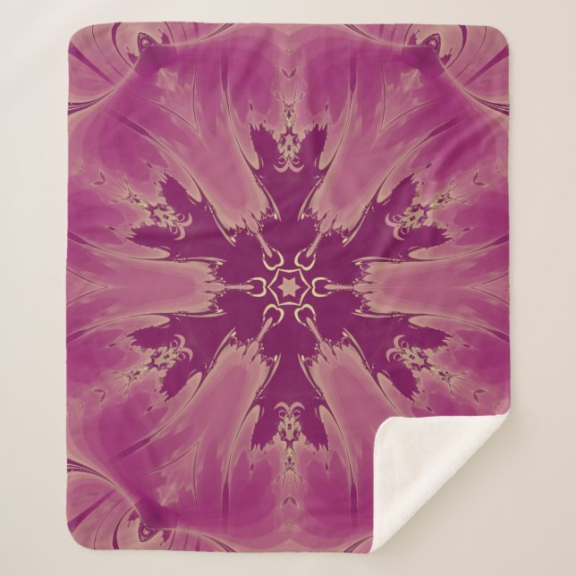 Gorgeous Exotic Flower Purple Shades Sherpa Blanket (Front)