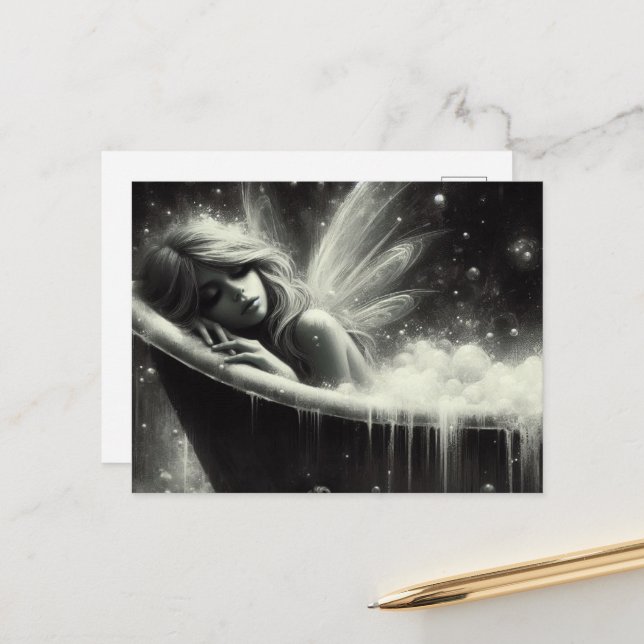Gorgeous Fairy asleep in the tub Postcard (Front/Back In Situ)
