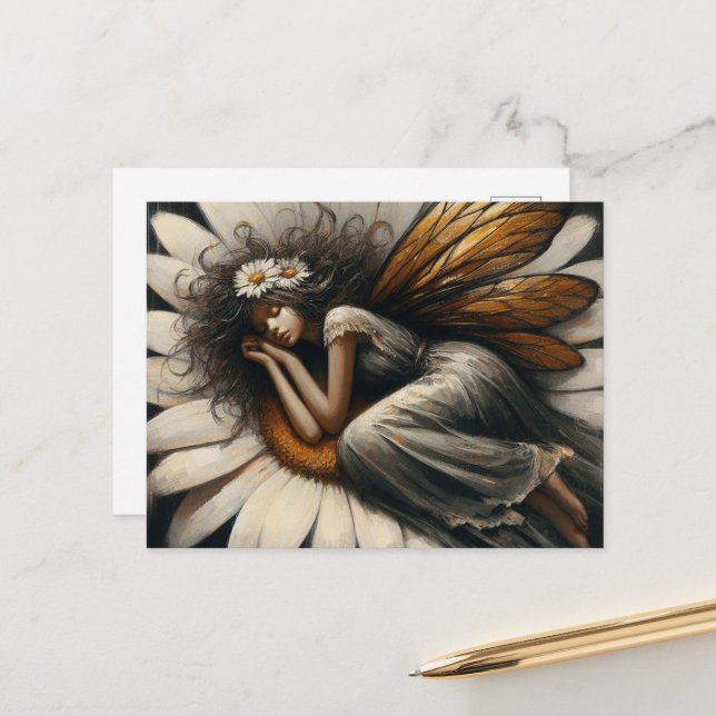 Gorgeous Fairy asleep on a flower Postcard (Front/Back In Situ)