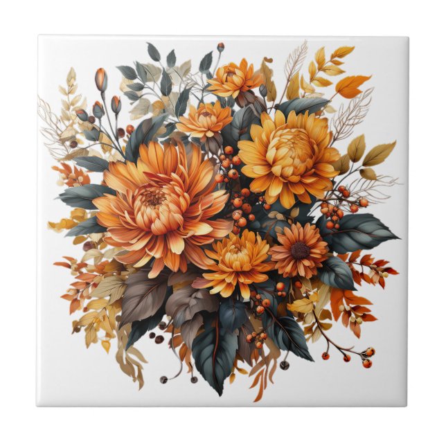 Gorgeous Fall Floral  Ceramic Tile (Front)