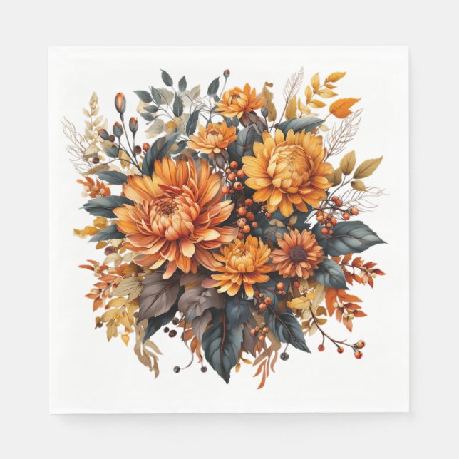 Gorgeous Fall Floral  Napkins (Front)