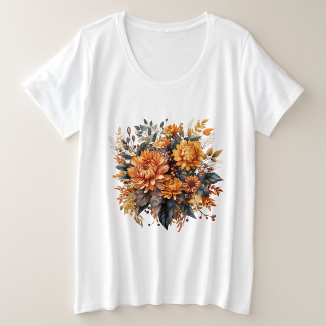 Gorgeous Fall Floral  Plus Size T-Shirt (Design Front)