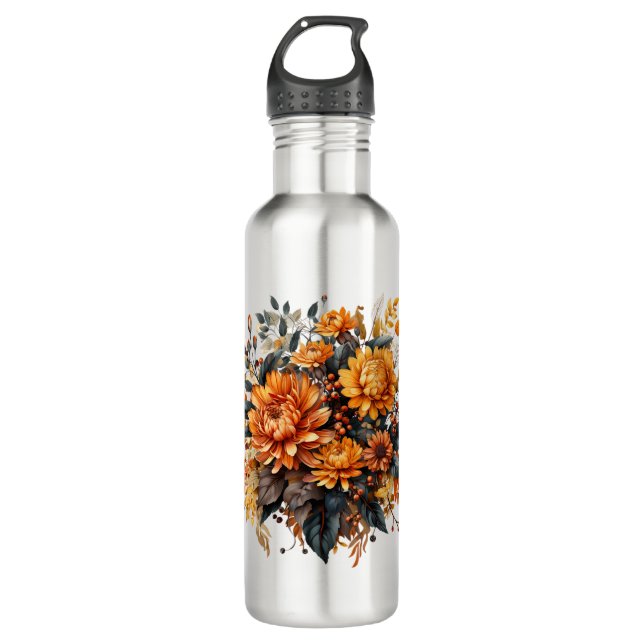 Gorgeous Fall Floral  Stainless Steel Water Bottle (Front)