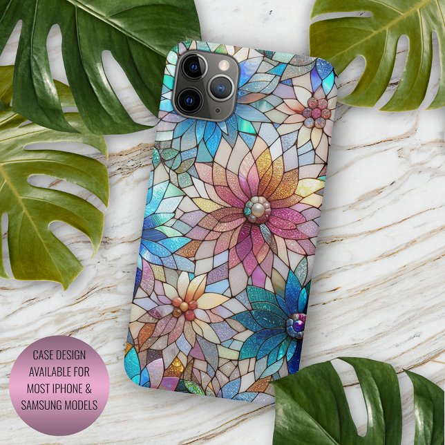 Gorgeous Faux Iridescent Glass Floral Art Pattern iPhone Case (Creator Uploaded)