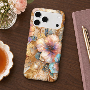 Gorgeous Faux Iridescent Glass Floral Art Pattern Iphone 18 Pro Max Case