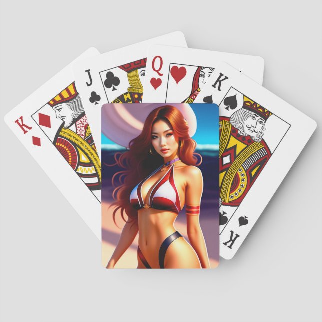 Gorgeous female posing bikini Playing Cards (Back)