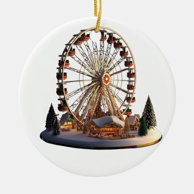 Gorgeous Ferris Wheel Ceramic Christmas Pendant -  Ceramic Ornament (Front)