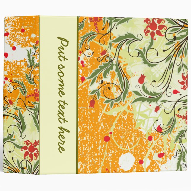 Gorgeous Floral Avery Custom Binder Orange (Front/Spine)