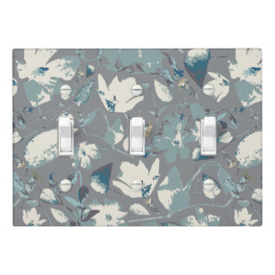 Gorgeous Floral Blossoms Gray Blue Cream Decor Light Switch Cover