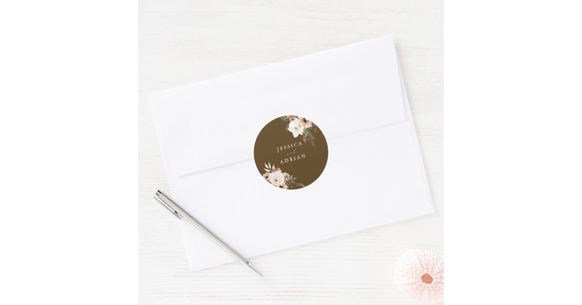 Gorgeous Floral Boho Wedding Classic Round Sticker | Zazzle