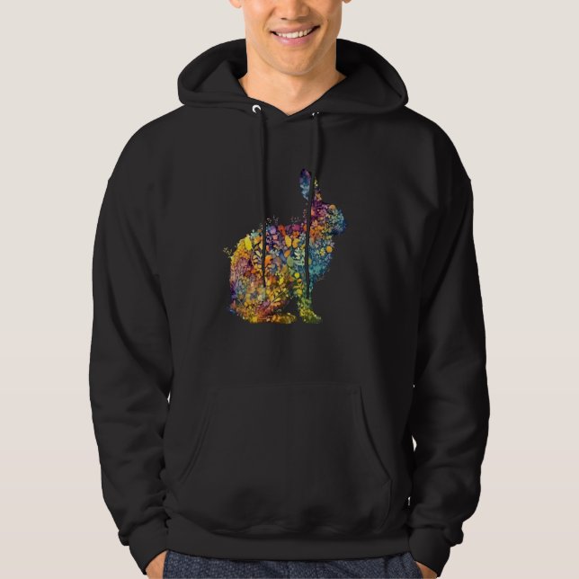 Gorgeous Floral Easter Bunny Spring Flower Rabbit  Hoodie (Front)