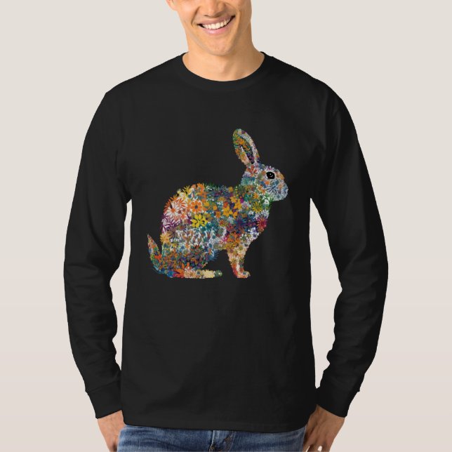 Gorgeous Floral Easter Bunny Spring Flower Rabbit  T-Shirt (Front)