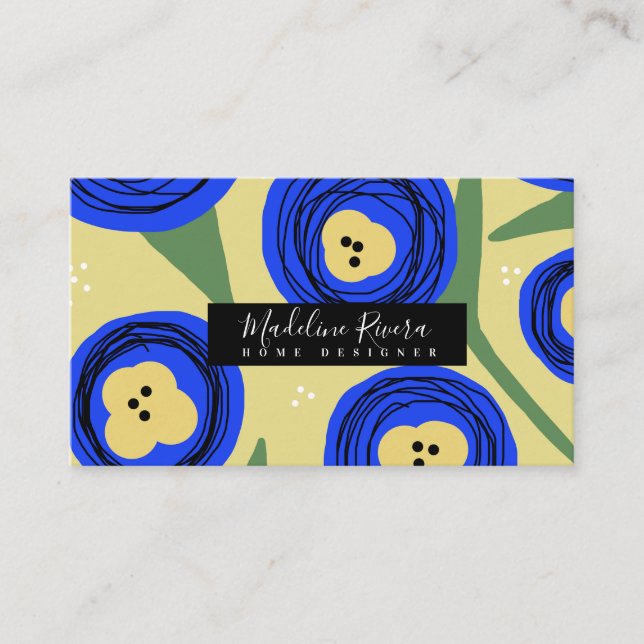 Gorgeous Floral Poppy Designer Business Card (Front)