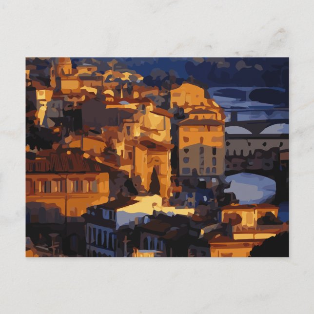 Gorgeous Florence Italy Sunset Scene Postcard (Front)