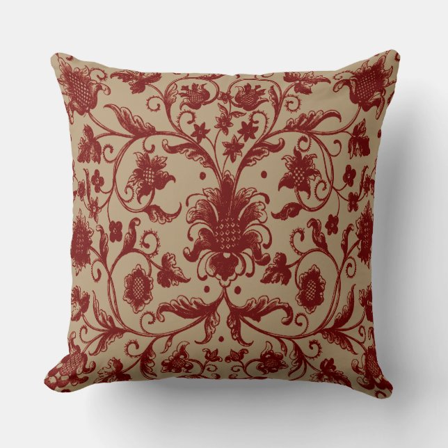 Gorgeous Flowers and Leaves Pattern Throw Pillow (Front)