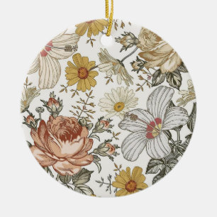 Gorgeous flowers ceramic ornament