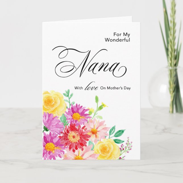 Gorgeous Flowers for Nana on Mother's Day Card (Front)