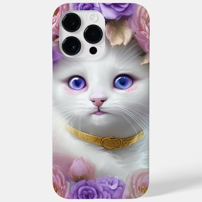 GORGEOUS FLUFFY WHITE LITTLE KITTEN VIOLET EYES Case-Mate iPhone CASE (Back)