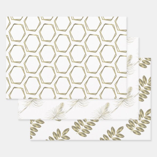 Gorgeous Foil Geometrical Glam Wrapping Paper Sheets (Set)