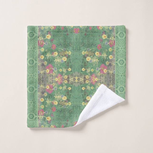 Gorgeous Font Detail Italian Renaissance Garden Bath Towel Set (Wash Cloth)