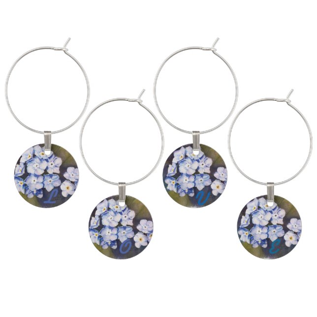 GORGEOUS FORGET-ME-NOTS WEDDING GIFT WINE CHARM (Staggered)