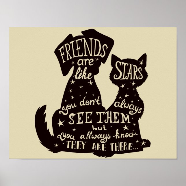 Gorgeous 'Friends Are Like Stars' Quote Poster (Front)