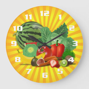 Gorgeous Fruit and Vegetable Kitchen Large Clock