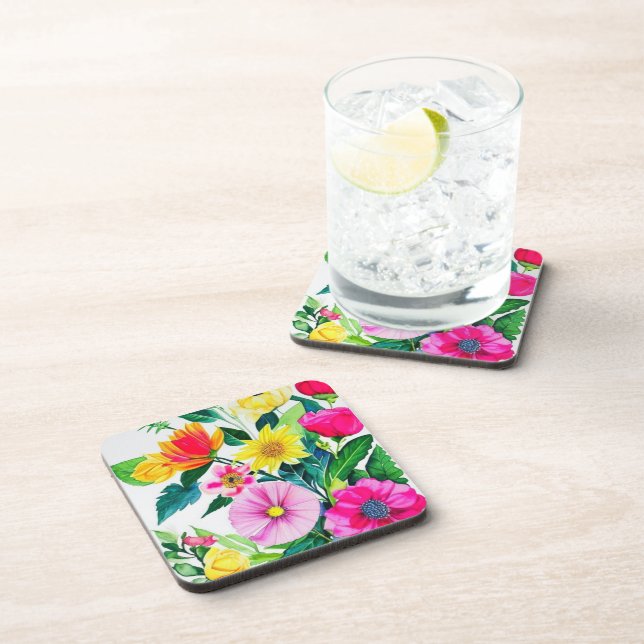  gorgeous fun flowers  beverage coaster (Right Side)