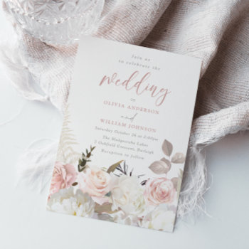 Gorgeous Garden Blush & White Floral Wedding Invitation by Nicheandnest at Zazzle