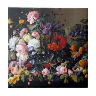 Gorgeous Garden Flowers and Fruits  Ceramic Tile