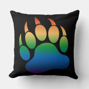Gorgeous Gay Bear Paw On Black Throw Pillow