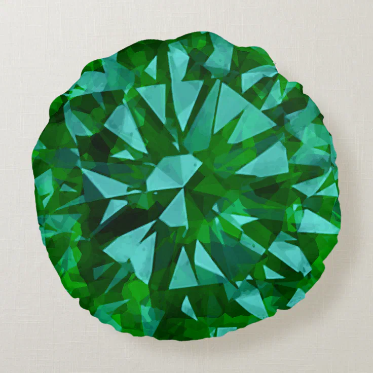 Gem Green Round Pillow Zazzle