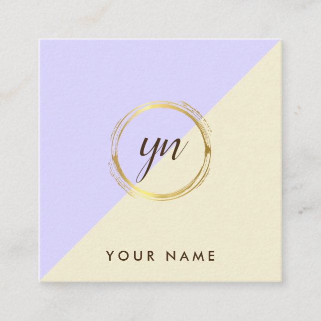 Gorgeous Geometric Gold Square Business Card (Front)