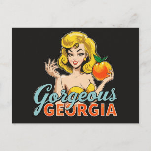 Gorgeous Georgia Peach – Retro Pin-Up Art Postcard