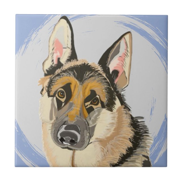 Gorgeous German Shepherd, Alsatian Ceramic Tile (Front)