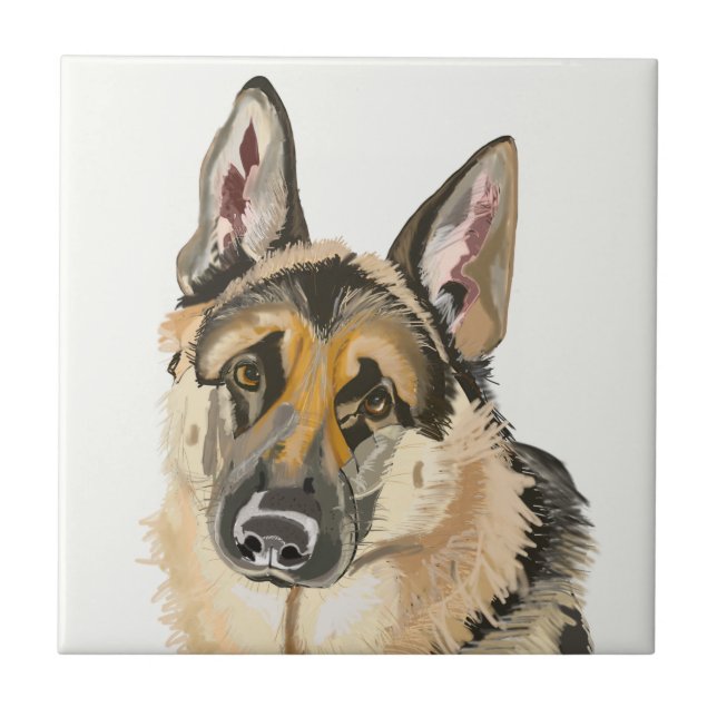Gorgeous German Shepherd, Alsation Dog Ceramic Tile (Front)