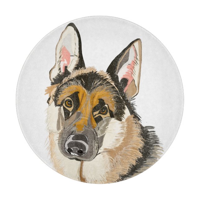 Gorgeous German Shepherd, Alsation Dog Drawing Cutting Board (Front)