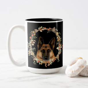Gorgeous German Shepherd Christmas Two-Tone Coffee Mug