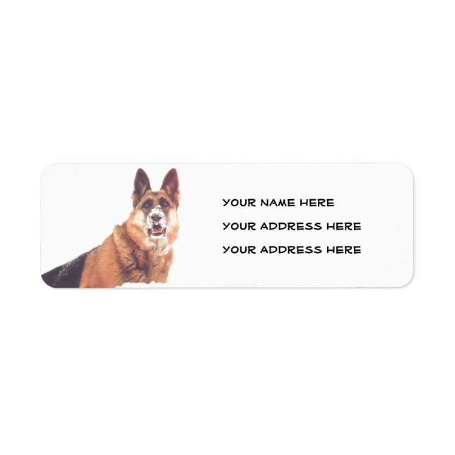 Gorgeous German Shepherd in the Snow Address Label (Front)