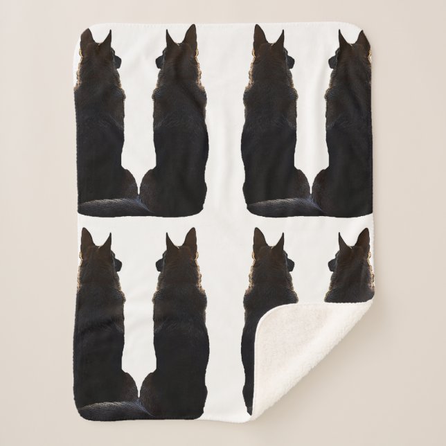 Gorgeous German Shepherd Silhouette Sherpa Blanket (Front)