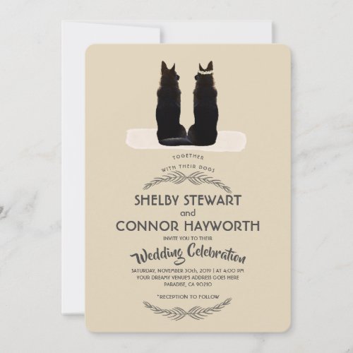 Gorgeous German Shepherd Silhouette Wedding Invitation