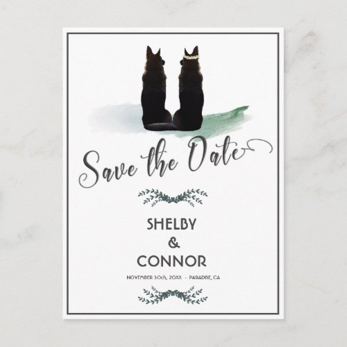 Gorgeous German Shepherd Silhouette Wedding Postcard