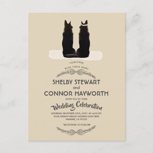 Gorgeous German Shepherd Silhouette Wedding Postcard