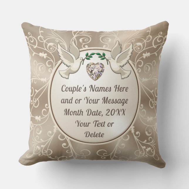Gorgeous Gift for Newly Wed Couple, Personalized Throw Pillow (Front)