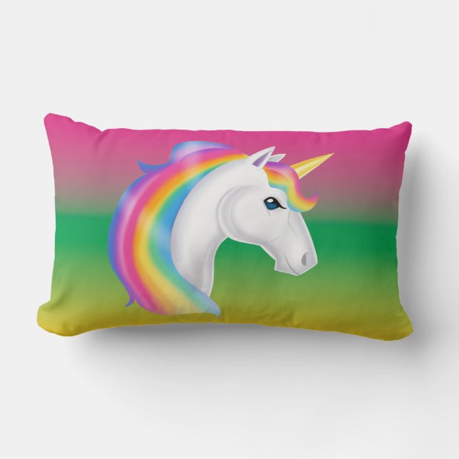 Gorgeous Girls Rainbow Unicorn Lumbar Pillow (Front)