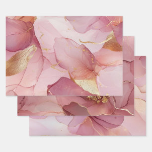 Gorgeous Glam Gold leaf Blush Pink Bridal Shower Wrapping Paper Sheets