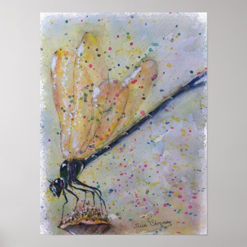 Gorgeous Glowing Dragon Fly Poster