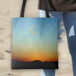Gorgeous Glowing Moon Mountain Sunset Tote Bag