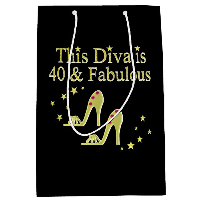 GORGEOUS GOLD 40 AND FABULOUS DESIGN MEDIUM GIFT BAG (Front)