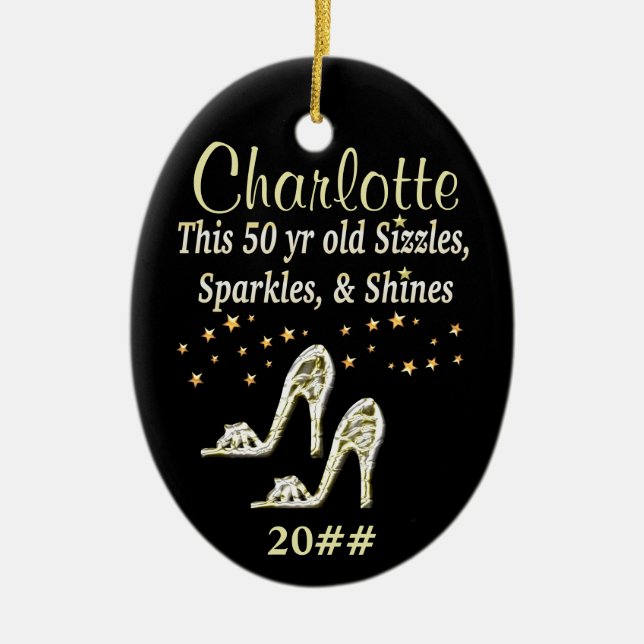 GORGEOUS GOLD 50TH BIRTHDAY DATED ORNAMENT (Front)